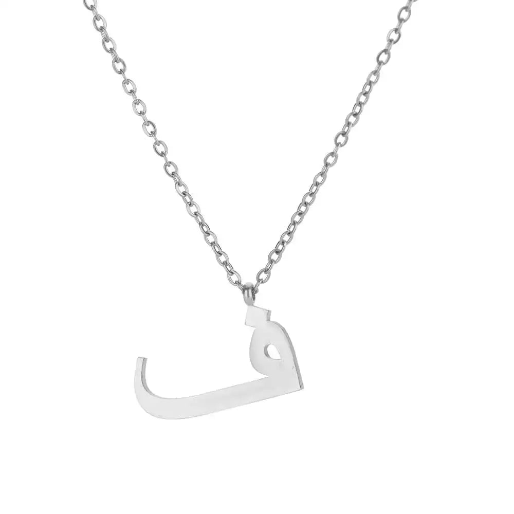 Arabic Letter Name Pendant Necklace For Women Stainless Steel Inital Chain Choker Collar Necklace 2024 Wedding Jewelry bijoux Vera Lux