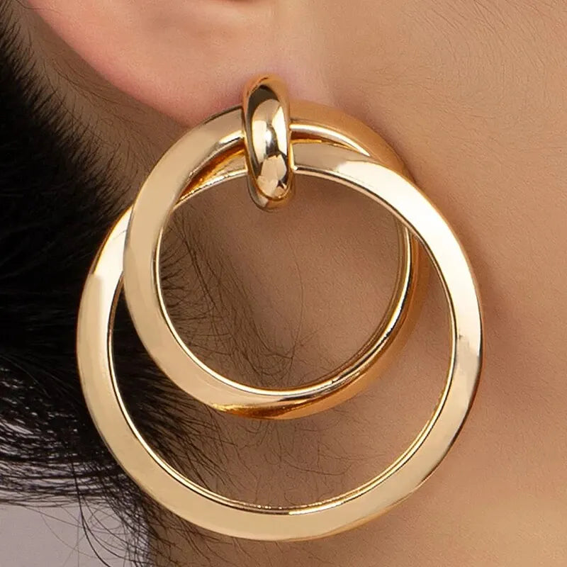Gold Color Twisted Big Hoop Earrings For Women Night Club Party Girls Drop Earrings Geometric Statement Earrings Vera Lux