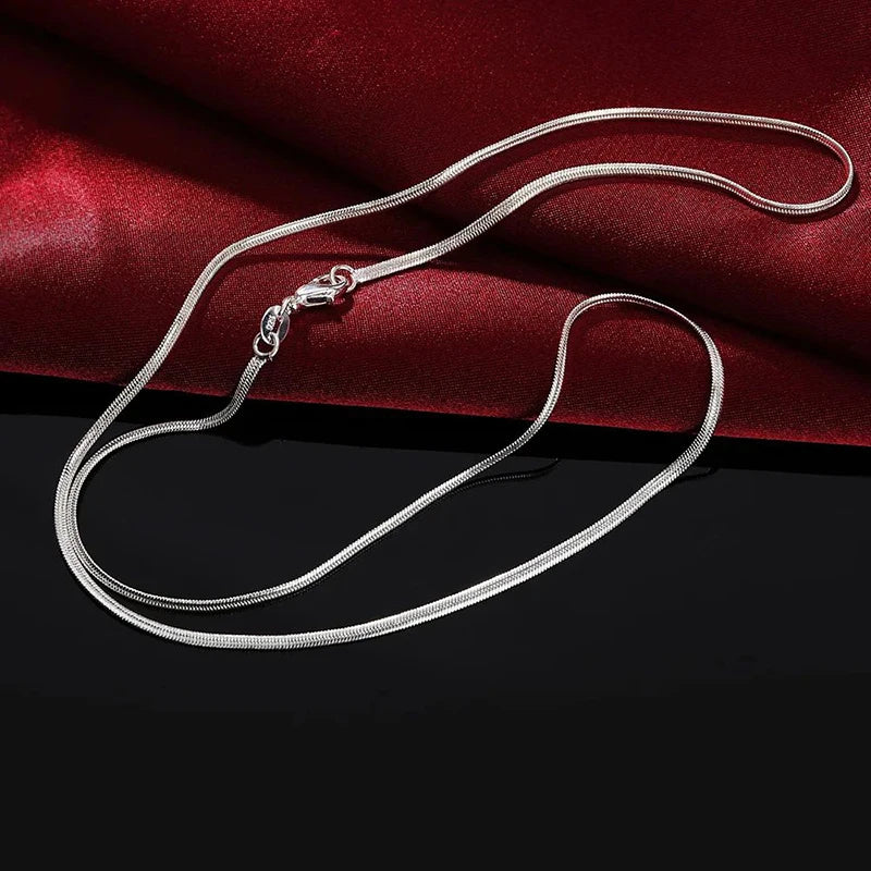 16-30inches 925 Sterling Silver Necklace 2MM Charms Wedding Party Flat Snake Chain Cute for Women Men Fashion Fit Pendant Vera Lux