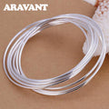 Aravant 925 Silver 10 Circle Triple Ring Bangle For Men Women Fashion Jewelry Vera Lux