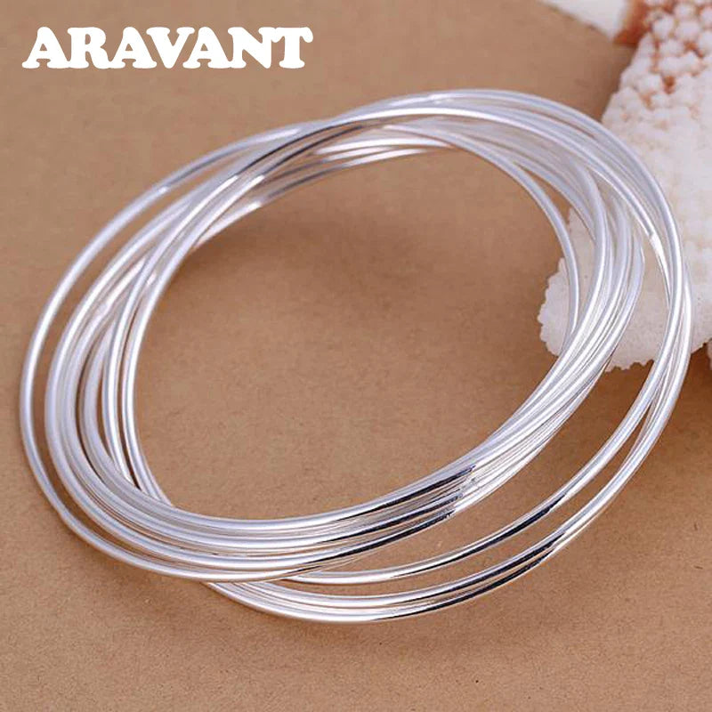 Aravant 925 Silver 10 Circle Triple Ring Bangle For Men Women Fashion Jewelry Vera Lux