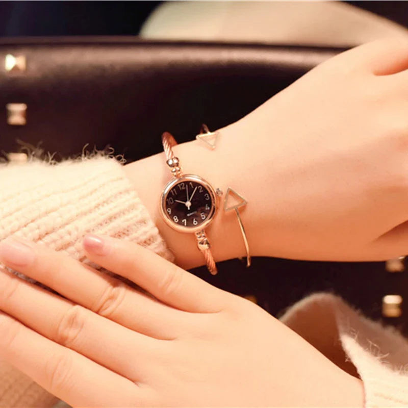 YIKAZE Women Watches Small Gold Bangle Bracelet Watch Stainless Steel Retro Ladies Quartz Wristwatch Clock Fashion Dress Watch Vera Lux