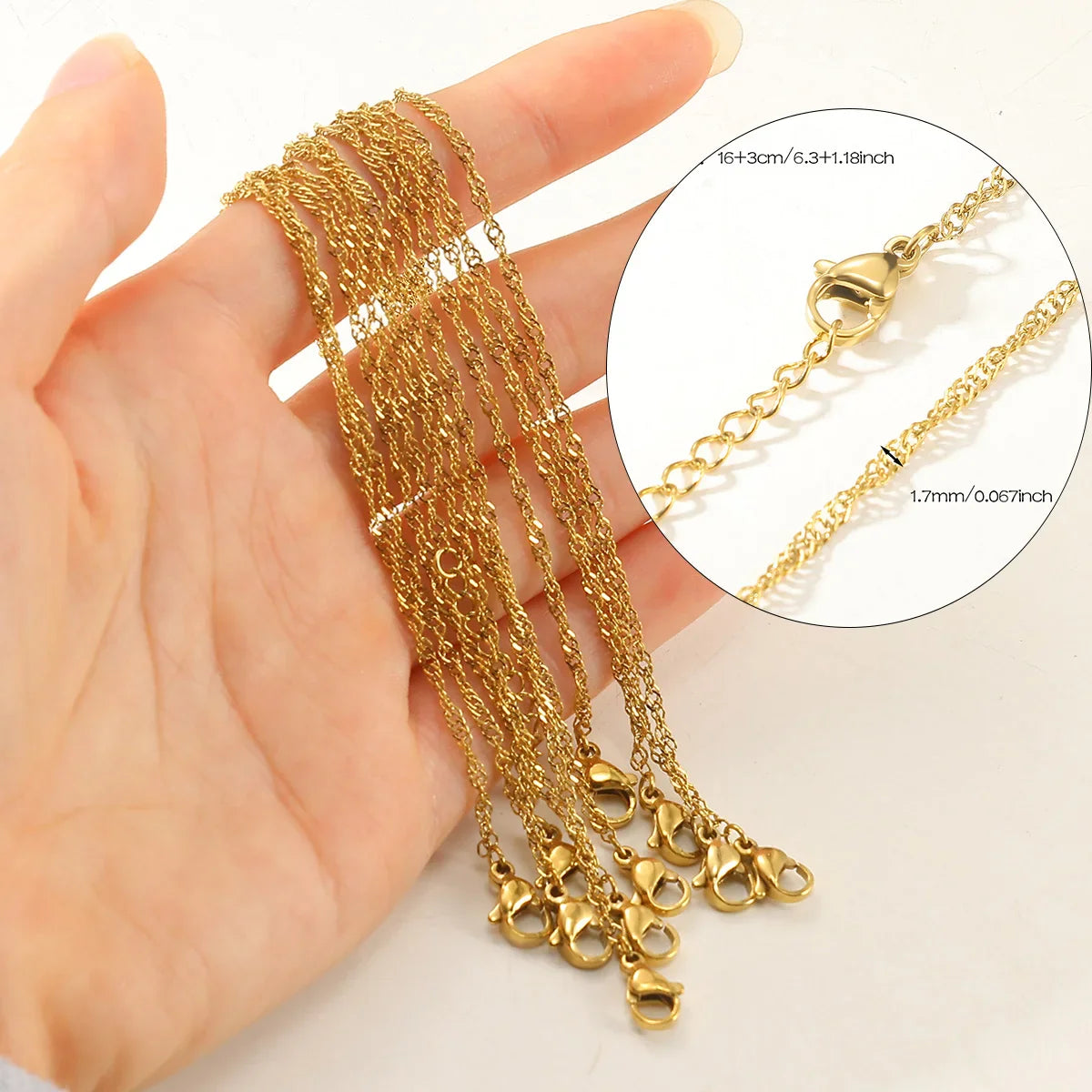 10pcs/set Stainless Steel Gold Color Necklace For Women 45cm Chain DIY Jewelry Accessories Making Materials Handmade Supplies Vera Lux