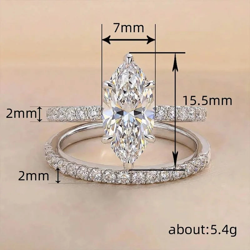 925 Sterling Silver Fashion Classic Marquise Zircon Ring For Women Engagement Wedding Luxury High Quality Fine Jewelry Hot Sales Vera Lux