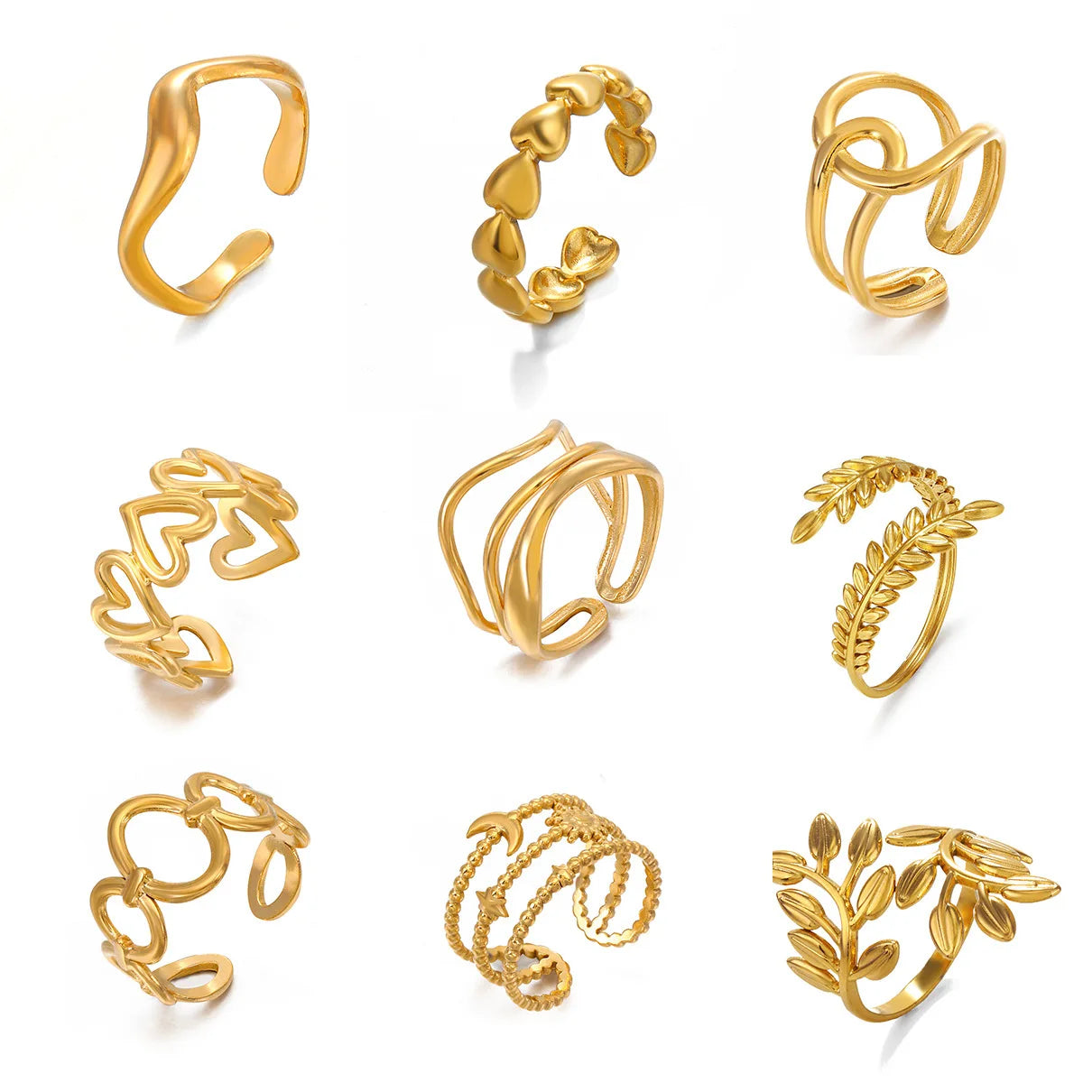 1Pc Stainless Steel Gold Color Rings For Women Waterproof Geometric Open Finger Ring Girls Fashion Daily Jewelry Accessories Vera Lux