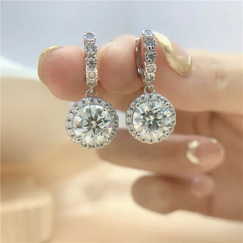 NeeTim 3ct Moissanite Diamond Drop Earrings for Women Lab Diamond 925 Sterling Silver with Gold Plated Wedding Party Jewelry Vera Lux