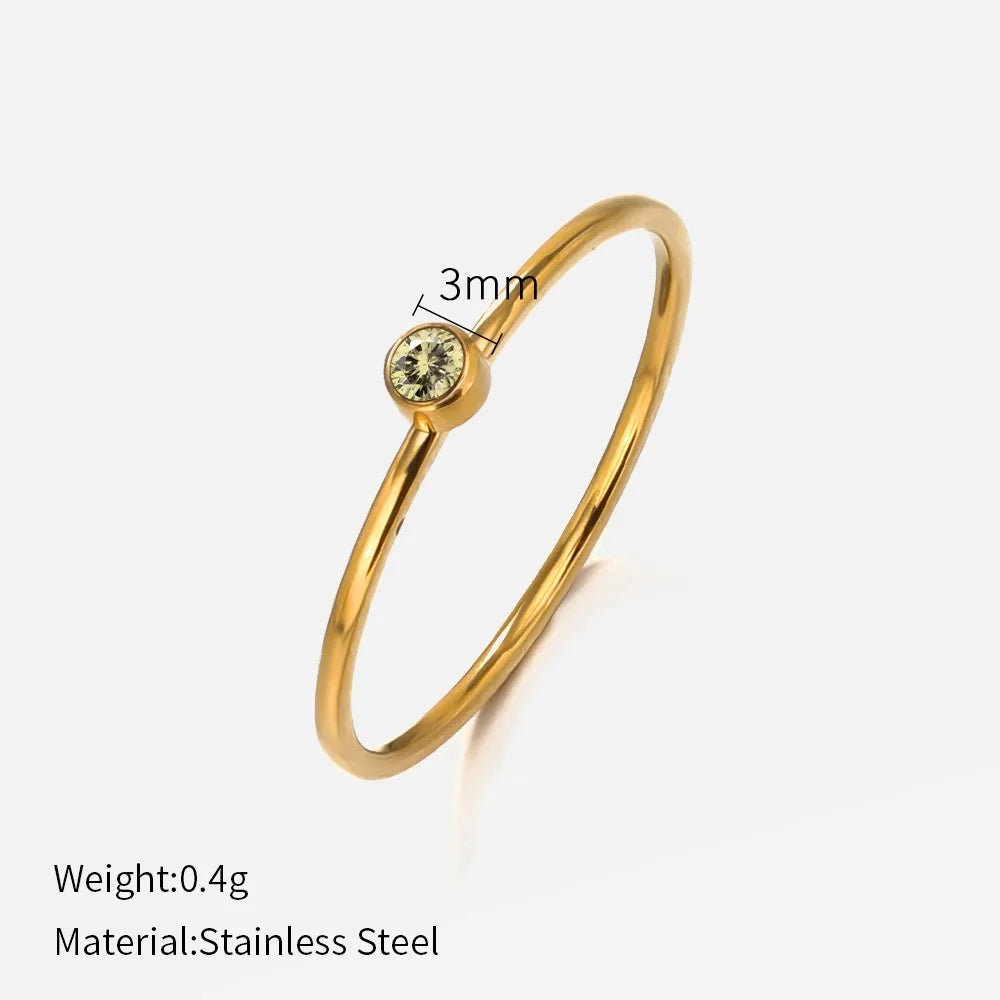 316 Stainless Steel Birthstone Ring Gold Color Simple Fashion Style For Women Festival Party Gift Jewelry Dropshipping Vera Lux