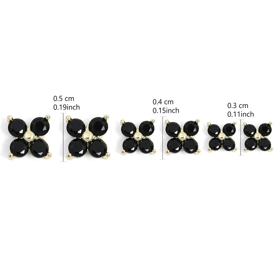 Yupsk Dainty Flower Stainless Steel Butterfly Stud Earrings for Women Cartilage Ear Ring Cute Zircon Gold Color Clover Jewelry Vera Lux