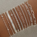 11Pcs/Set Boho Twisted Flat Snake Chain Anklet for Women Summer Beach Vintage Barefoot Ankle Bracelet On Leg Jewelry Accessories Vera Lux