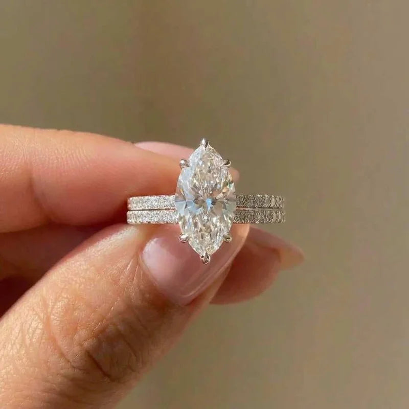 925 Sterling Silver Fashion Classic Marquise Zircon Ring For Women Engagement Wedding Luxury High Quality Fine Jewelry Hot Sales Vera Lux