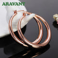 Aravant 925 Silver 35mm Rose Gold Hoop Earrings For Women Girls Fashion Jewelry Vera Lux