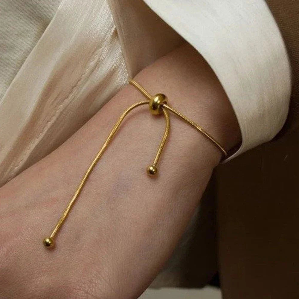 Korean Adjustable Stainless Steel Bracelet for Women Girl Men High Quality Design Gold Color Snake Chain Jewelry Wholesale Vera Lux
