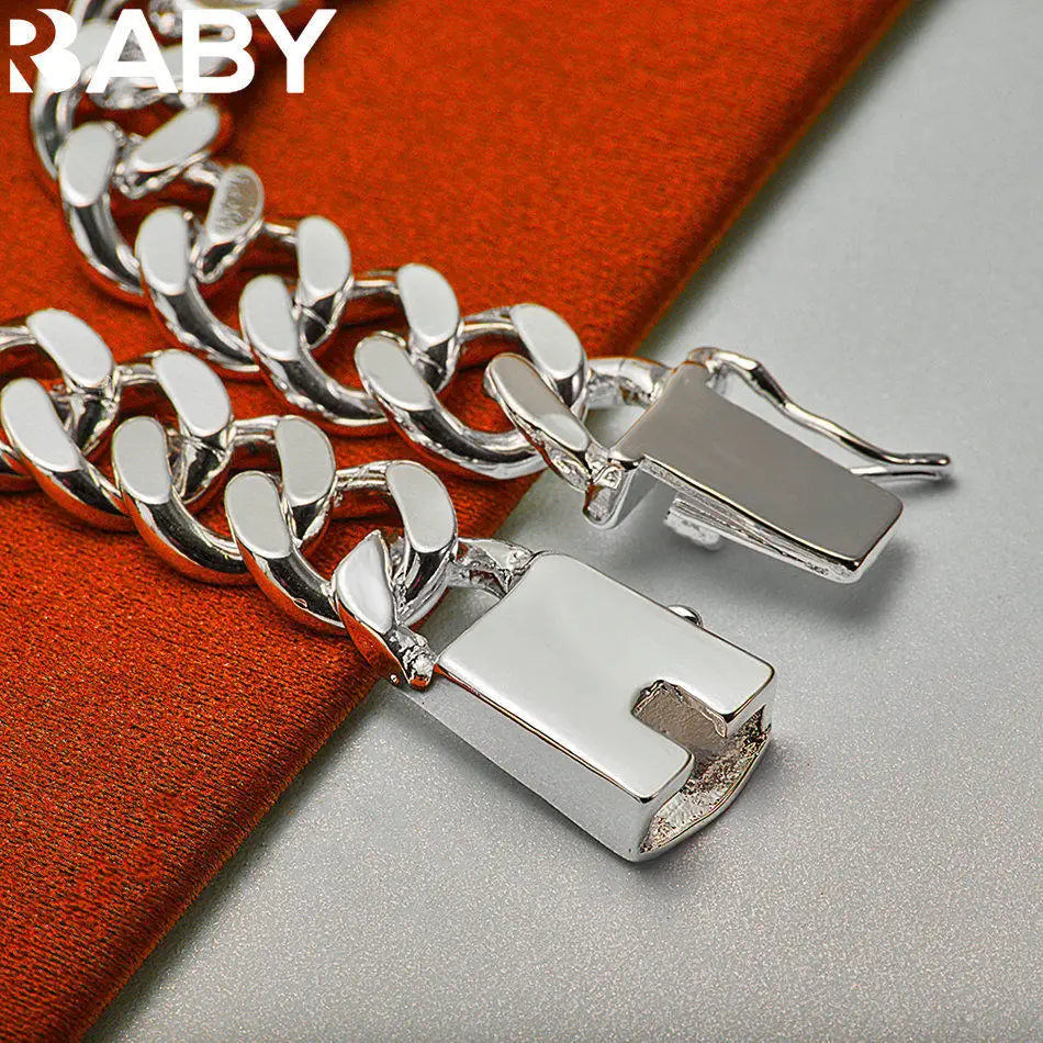URBABY 925 Sterling Silver Square Chain Bracelets For Women Wedding Party Anniversary Gift Fashion Fine Jewelry Vera Lux