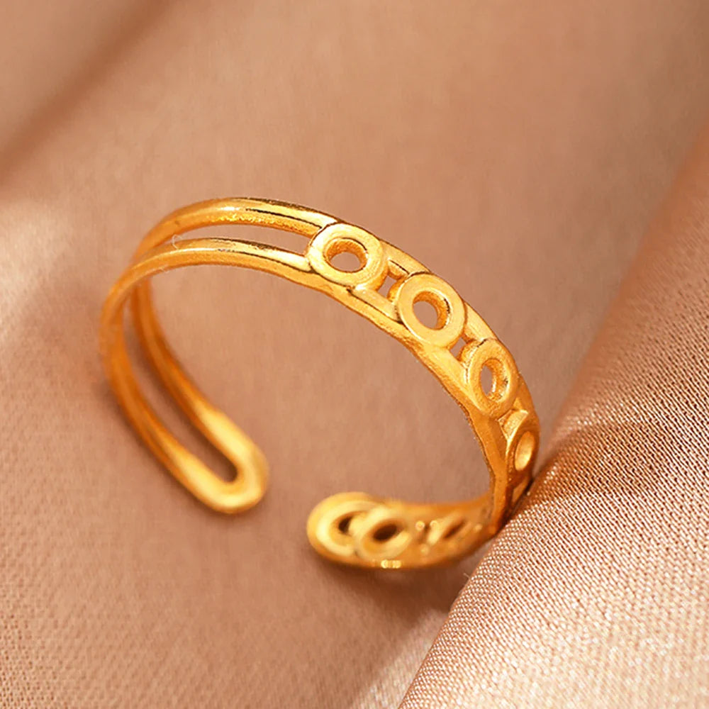 Stainless Steel Rings Simpler Geometric Fashion Vintage Fine Adjustable Open Rings For Women Jewelry Weddings Gifts New Trendy Vera Lux
