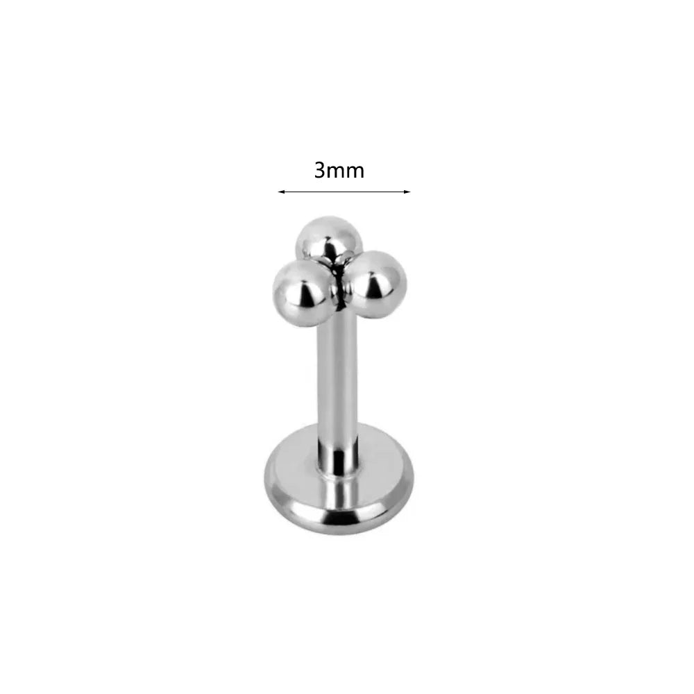 100% 316L Surgical Steel Flower Labret Piercing Butterfly Bee Tragus Snake Cartilage Helix Flat Back CZ Earrings Body Jewelry Vera Lux