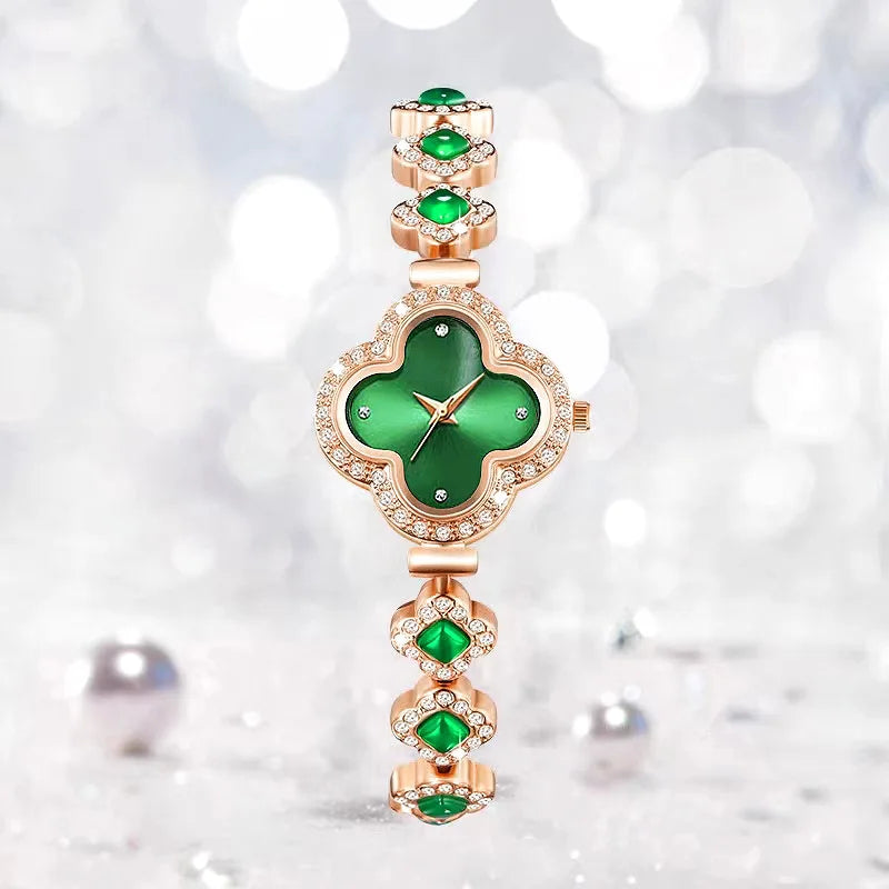 Clover bracelet watch with quartz and diamond inlay, fashionable women's watch Vera Lux