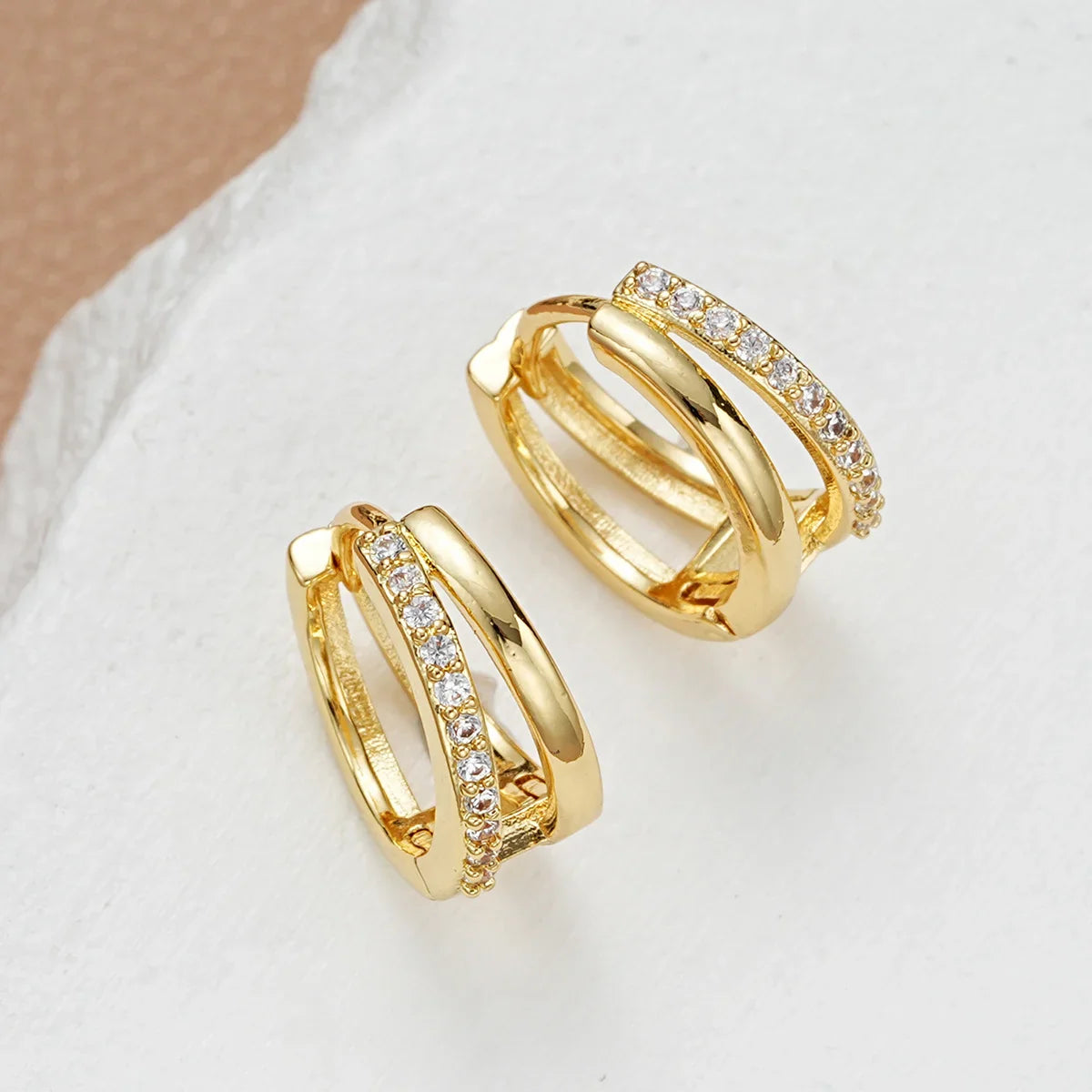 Fashion Gold Color Zircon Hoop Earrings for Women Boho Retro Geometric Statement Copper Metal Earrings Trendy Jewelry Gifts 2024 Vera Lux