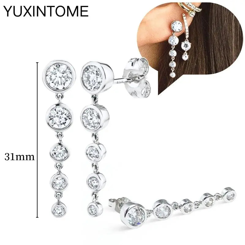 925 Sterling Silver Ear Needle Fashion Hoop Earrings White Crystal Luxury Women's Silver Earrings Wedding Women's Jewelry Gift Vera Lux