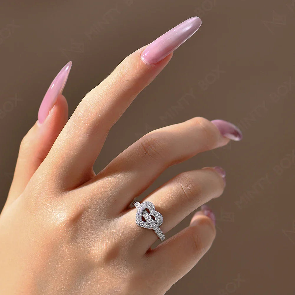 MINTYBOX S925 Silver Moissanite Rings for Women 0.568ctw D/VVS1 Lab Diamond Heart Ring 18K Gold Plated  Wedding Fine Jewelry Vera Lux