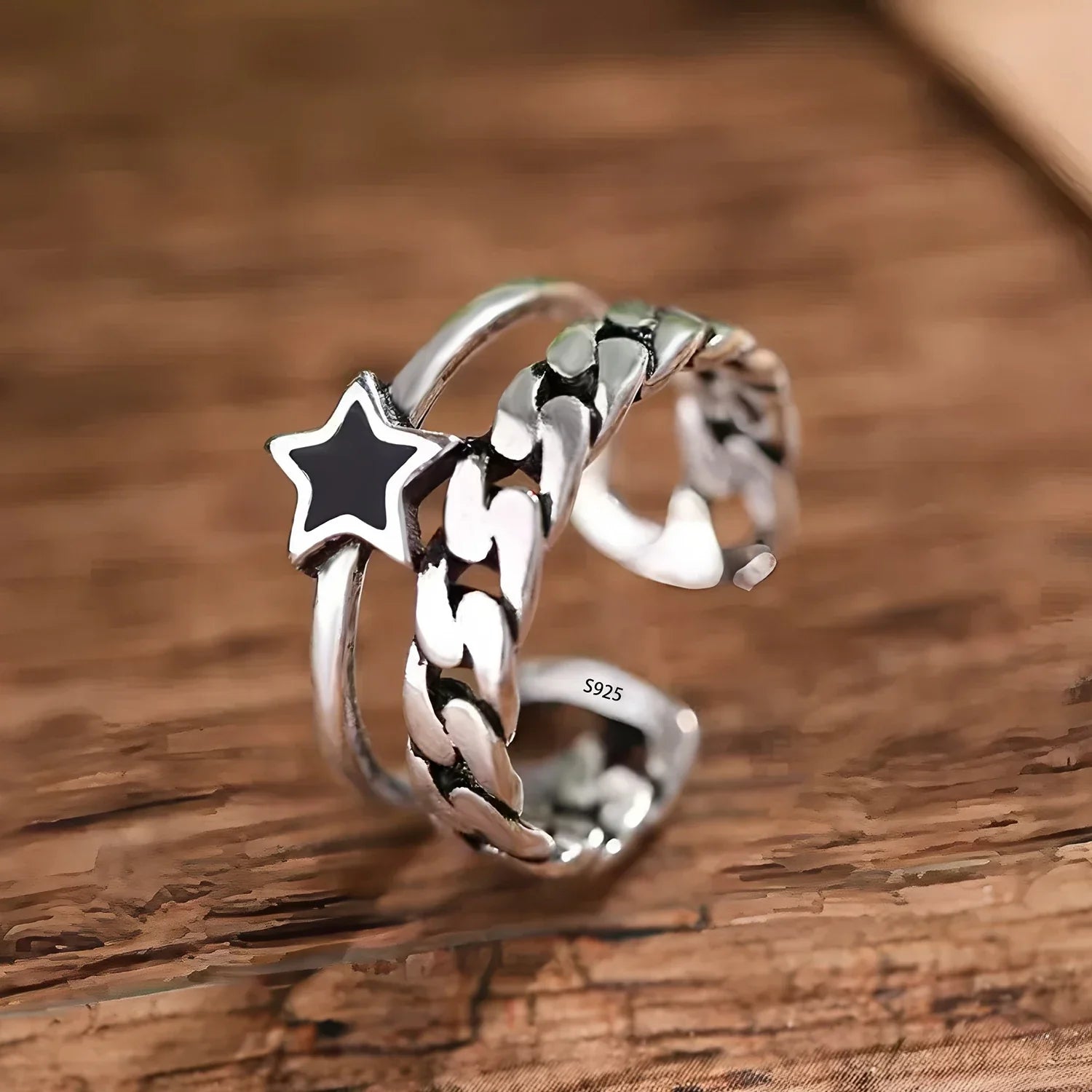 925 Sterling Silver Chain Knot Ring For Women Wrap Wide Band Rock Geometry Punk Jewelry Gift Wholesale Dropshipping Vera Lux