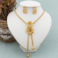 New Fashion Gold Plated Jewelry Set Pendant Dubai Italy Necklace Drop Earrings for Women Adjustable Chain Party Bohemia Jewelry Vera Lux