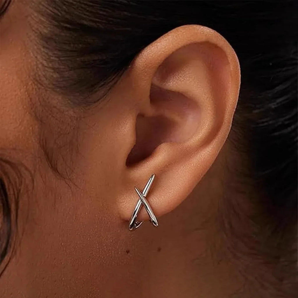 LATS Trendy Gold Color Cross Stud Earrings for Women Dainty Simple Minimalist Earring Fashion Jewelry Party Gifts Wholesale Vera Lux