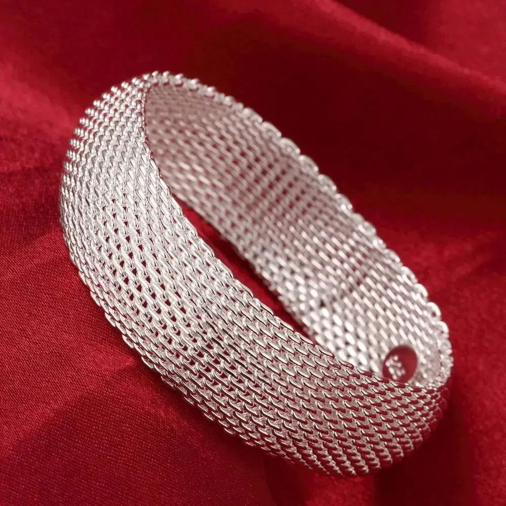 Trendy 925 Sterling Silver Bangles Bracelet Charms Cute Open for Women Fashion Jewelry Adjustment Size Cuff Wedding Party Vera Lux