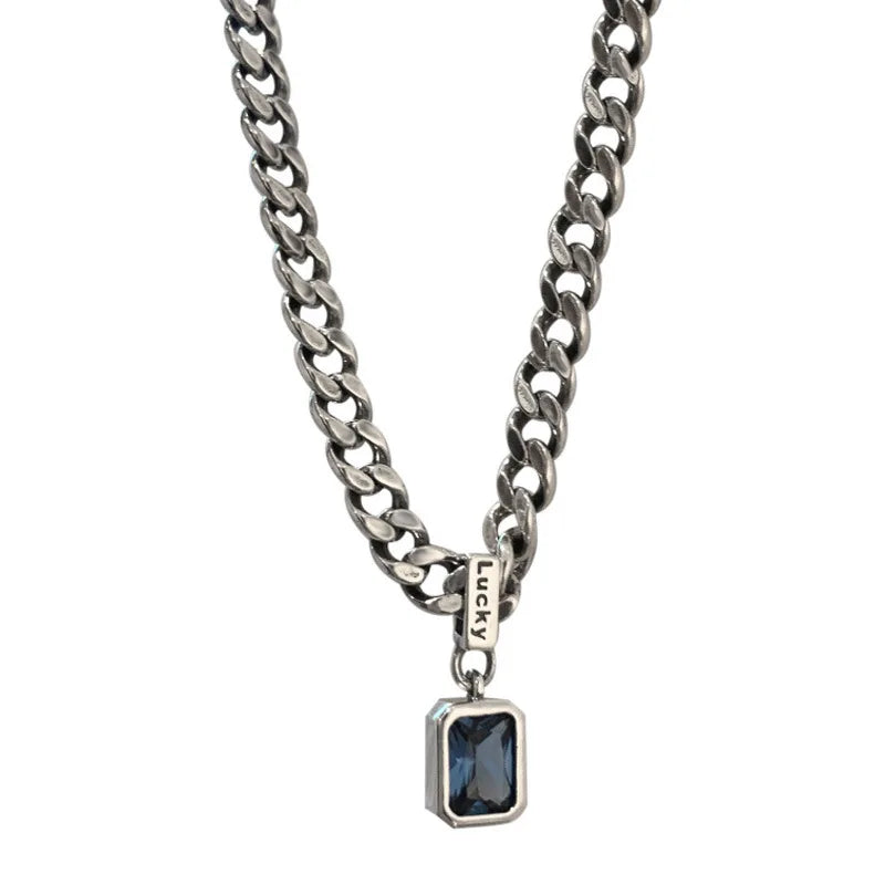 925 Sterling Silver Vintage Cuba Neck Chain Square Zircon Pendants Female Necklaces Women Jewelry Charms Accessories Argent 925 Vera Lux