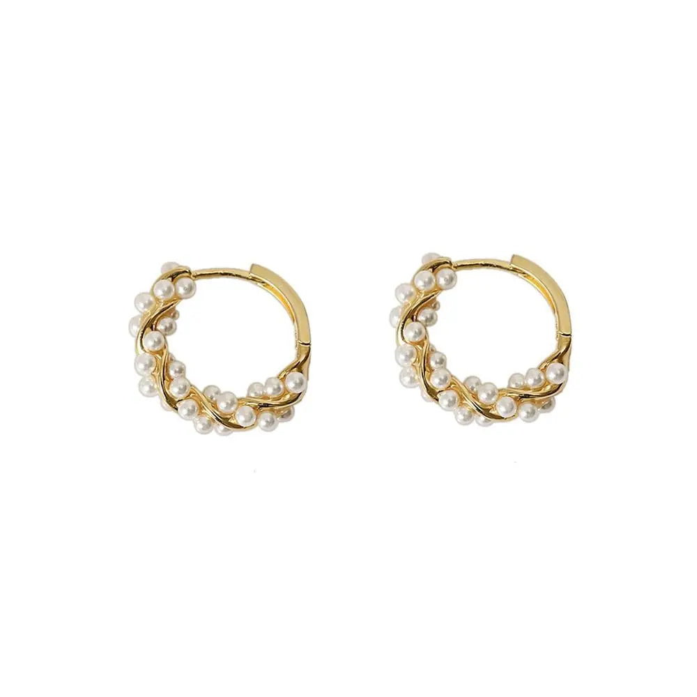 2024 Korean New Simple Temperament Circle Pearl Earrings Fashion Small Versatile Earrings Women's Jewelry Vera Lux
