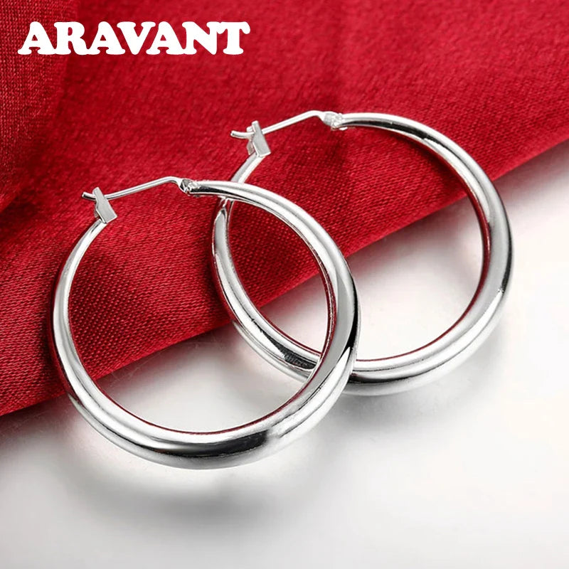 Aravant 925 Silver 35mm Rose Gold Hoop Earrings For Women Girls Fashion Jewelry Vera Lux