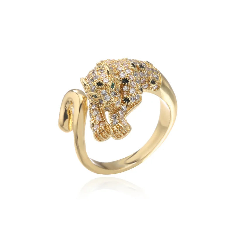 2025 New Fashion Statement Big Animal Ring For Women Girl Party Jewelry Gold Color Hollow Leopard Open Ring Wholesale Vera Lux
