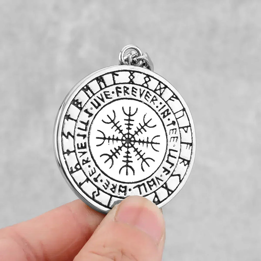 Norse Mythology Viking Wolf Necklaces Men Stainless Steel Viking Runes Vegvisir Amulet Pendant Scandinavian Vintage Male Jewelry Femstylo