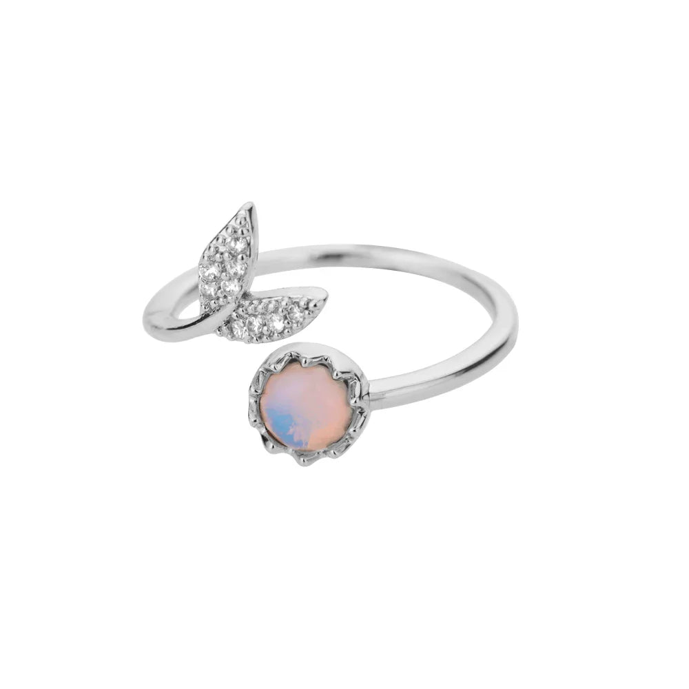 Luxury Opal Zircon Sun Rings For Women Girls Stainless Steel Gold Color Open Ring 2025 New Fashion Wedding Couple Jewelry Gift Vera Lux