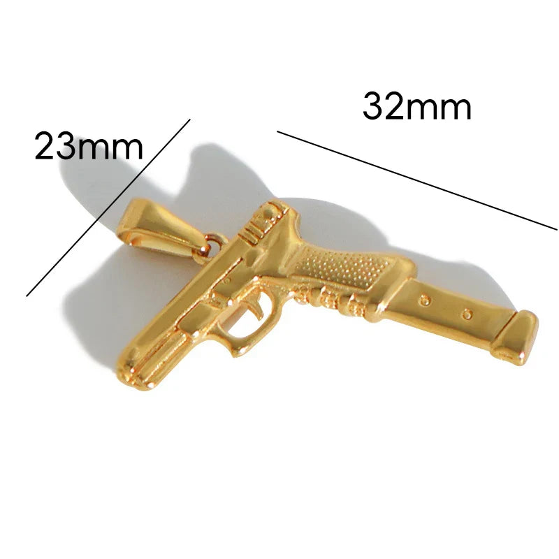18k Gold Plated 316l Stainless Steel Vintage Pyramid Pharaoh Pistol Barbell Pendant Charm - Unisex Trendy Jewelry Vera Lux