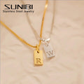 SUNIBI Initial Necklace Engraved A-Z Alphabet Charm Necklace Box Chain Stainless Steel Women's Minimalism Jewelry Gift Wholesale Vera Lux