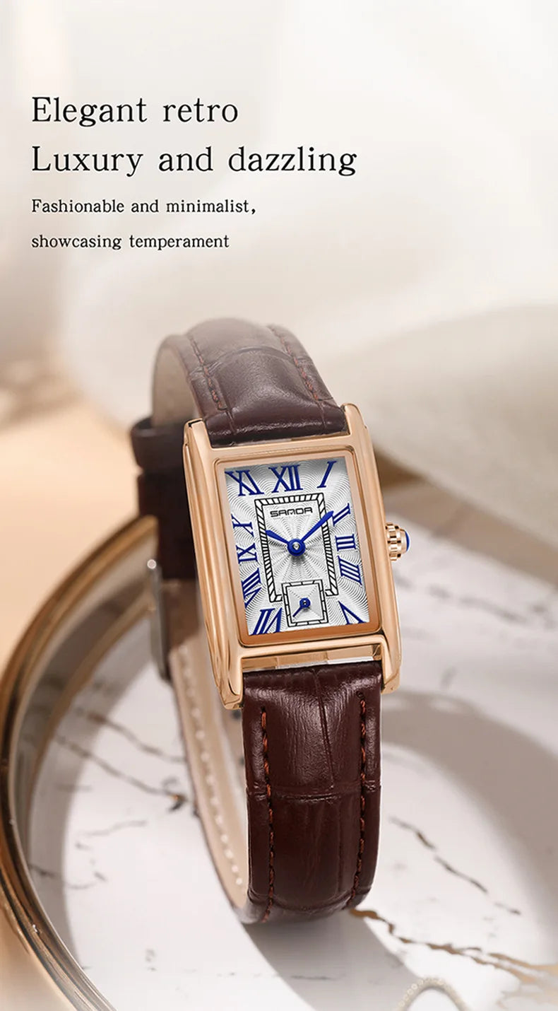 Sanda 1116 New Fashion 2023 Elegant Design Rectangle Dial Water Resistant Quartz Movement Business Women Analog Wrist Watch Vera Lux