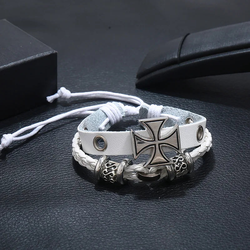 Cross-Border European and American Jewelry, Personalized Retro Beaded Leather Bracelets, Simple Pull-Adjustable Bracelets for Men and Women, Wholesale Vera Lux