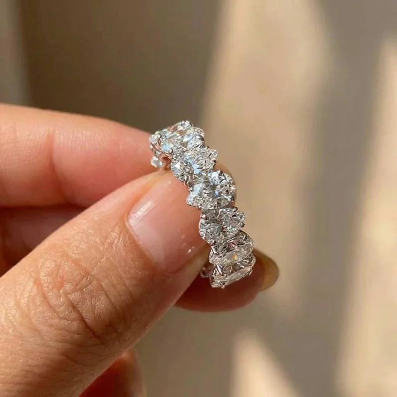 925 Sterling Silver Pear Cubic Zircon Promise Rings for Women Fashion Luxury Wedding Band Accessories Female Jewelry Gift Vera Lux