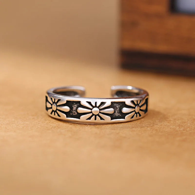 925 Silver Three Flower Open Rings For Women Wedding Jewelry Accessories  and   Jewellery Vera Lux