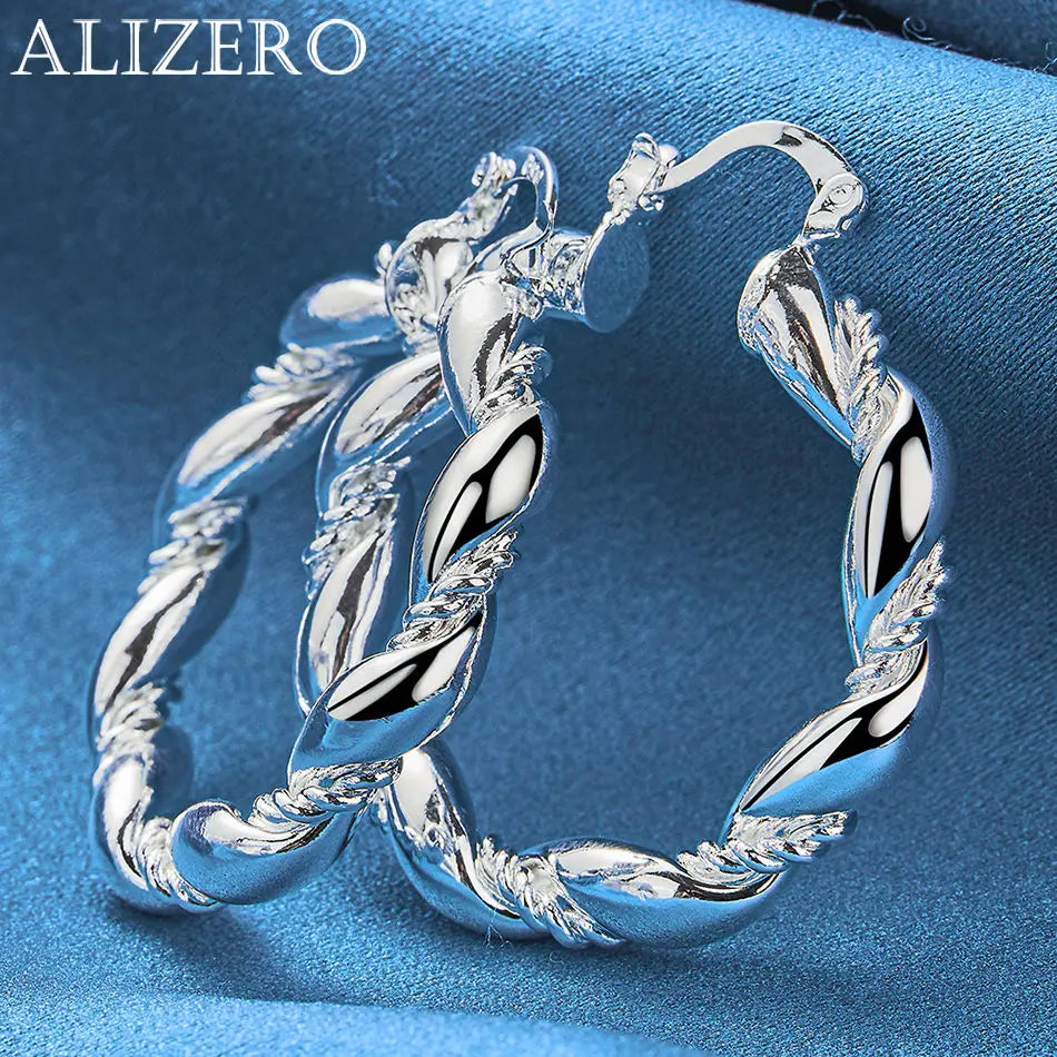 ALIZERO 925 Sterling Silver Earrings Simple Round Circle Hoop Earrings For Woman Fashion Wedding Engagement Charm Jewelry Gifts Vera Lux