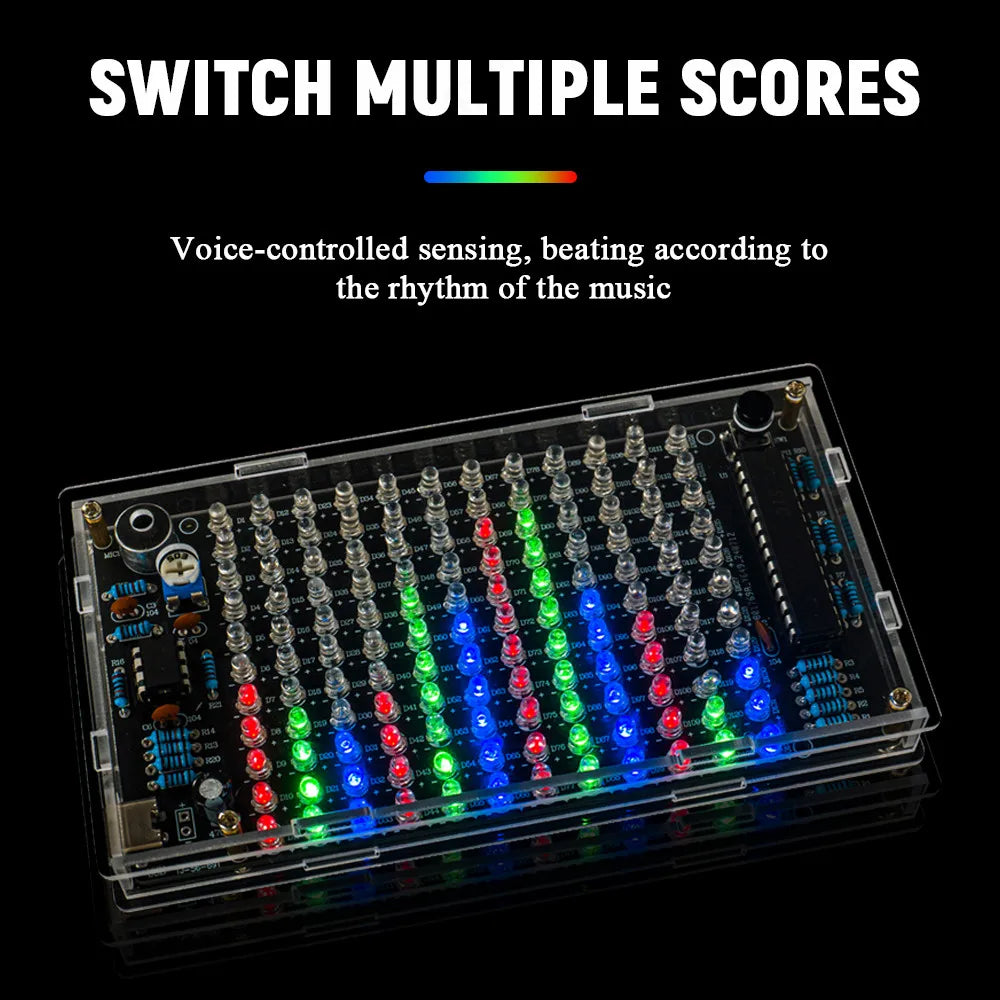 DIY Sound Control LED Music Electronic Kits Audio Frequency Display PCB Soldering Project Practice Solder Diy Electronic Kit Whatever the Treasure