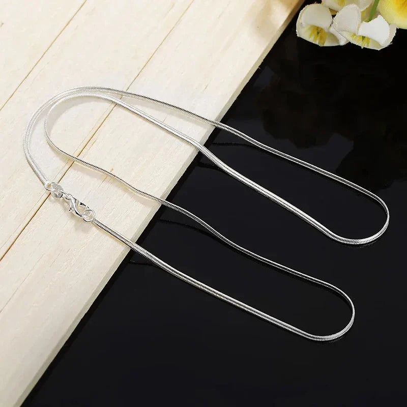 16-30inches 925 Sterling Silver Necklace 2MM Charms Wedding Party Flat Snake Chain Cute for Women Men Fashion Fit Pendant Vera Lux