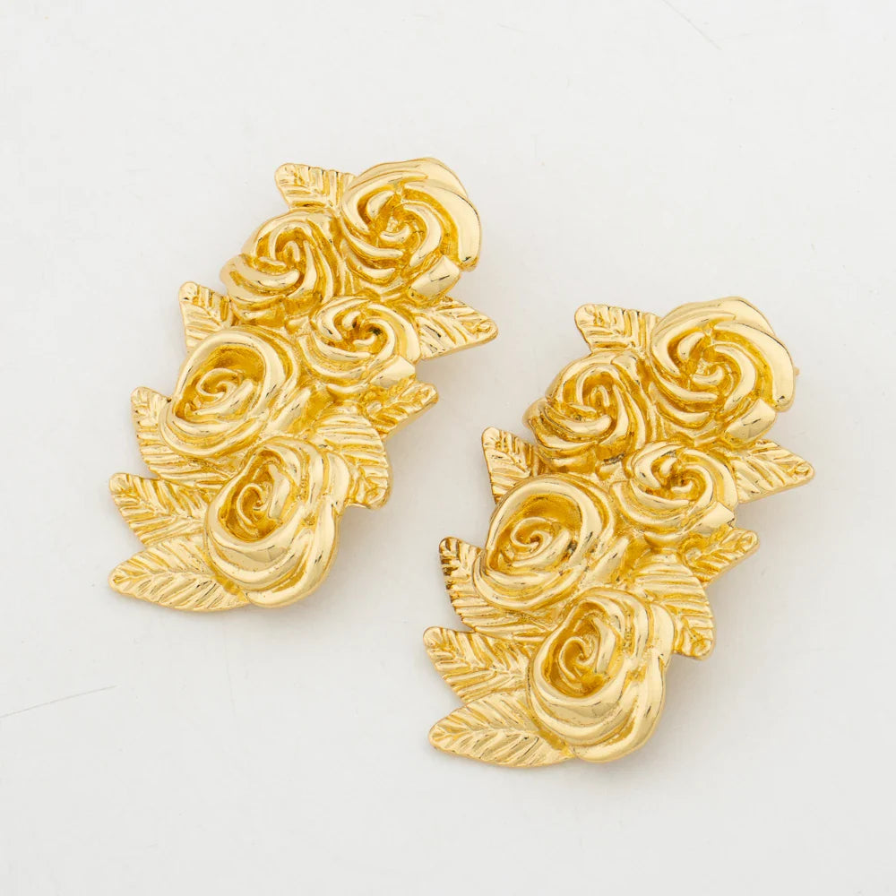 African Fashion Flower Jewelry Set for Women Luxury Gold Color India Big Hig Quality Earrring Necklace Bangle Ring Bride  Gif Vera Lux