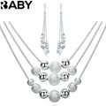 URBABY 925 Sterling Silver 18-inch Frosted Beads Pendant Earrings Necklace for Woman Fashion Jewelry Set Wedding Gift Vera Lux