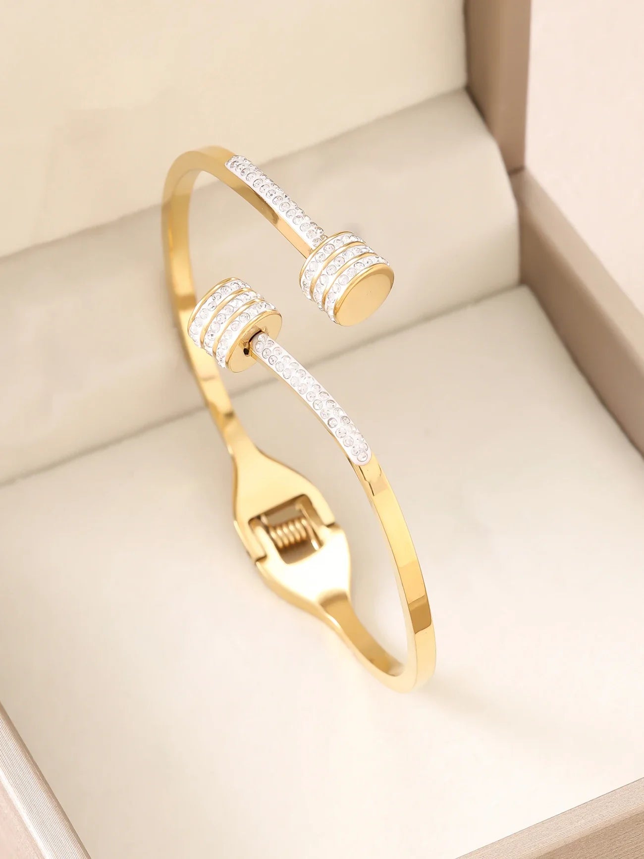 1pc 18K Gold Plated Stainless Steel Stackable Bracelet With Chain And Clover Design, Fashion Style For Women, Suitable For Casua Vera Lux