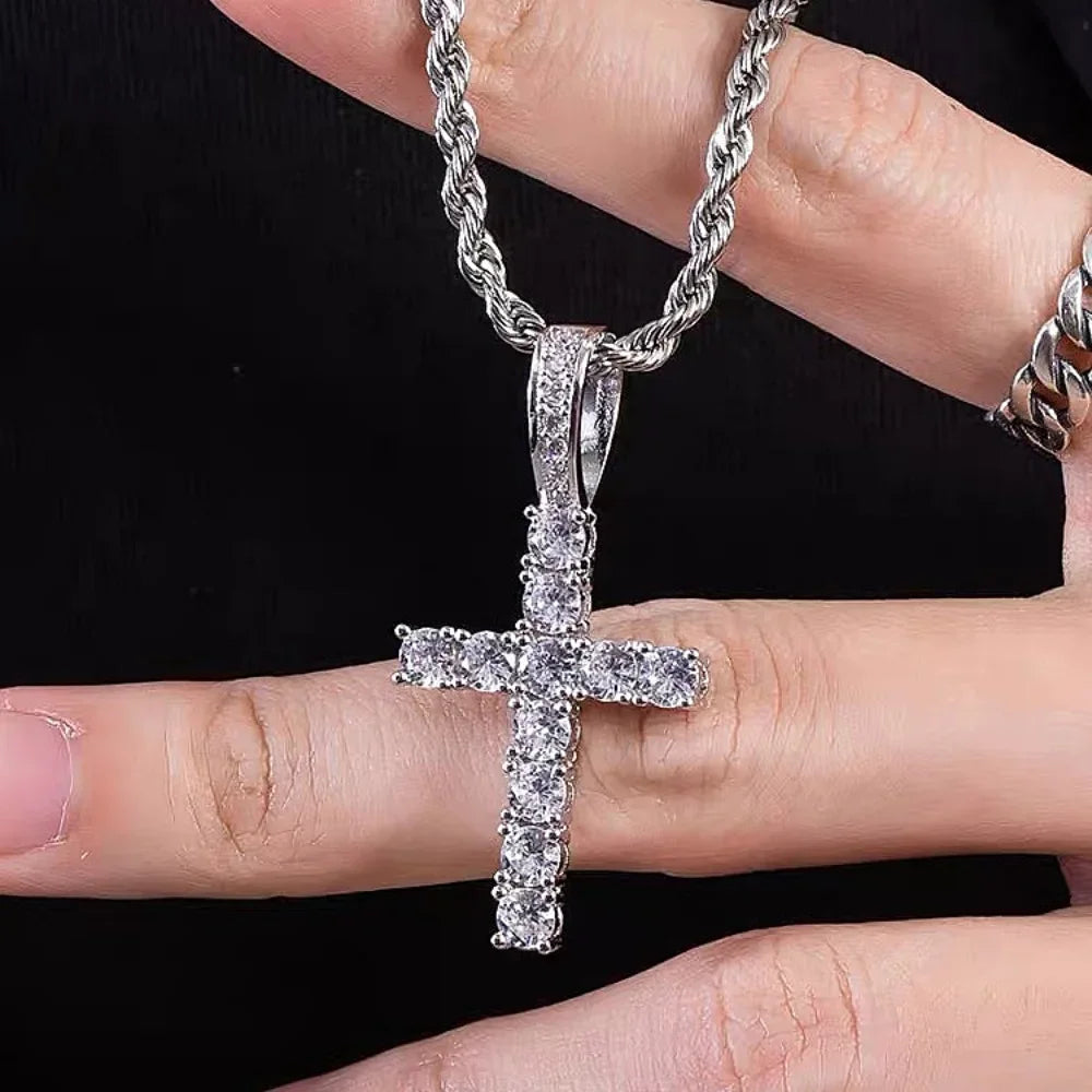 Huitan 60Cm Twisted Chain Long Necklace for Women/Men Fashion Luxury Cubic Zirconia Cross Pendant Necklace Gift Love Accessories Vera Lux