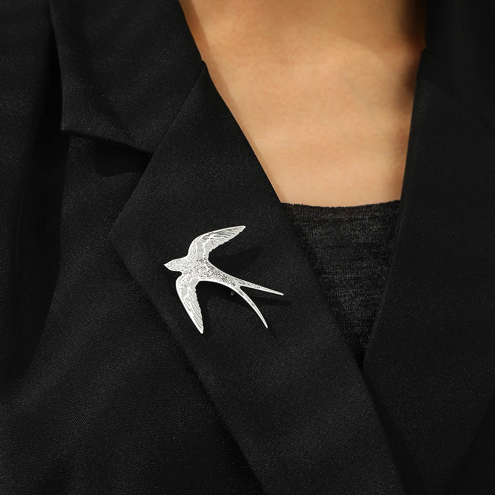 Aomogo Stainless Steel Broochs Fashion Personality Pin Designs Drawing Swallow Brooch For Women Jewelry Banquet Creative Gifts Vera Lux
