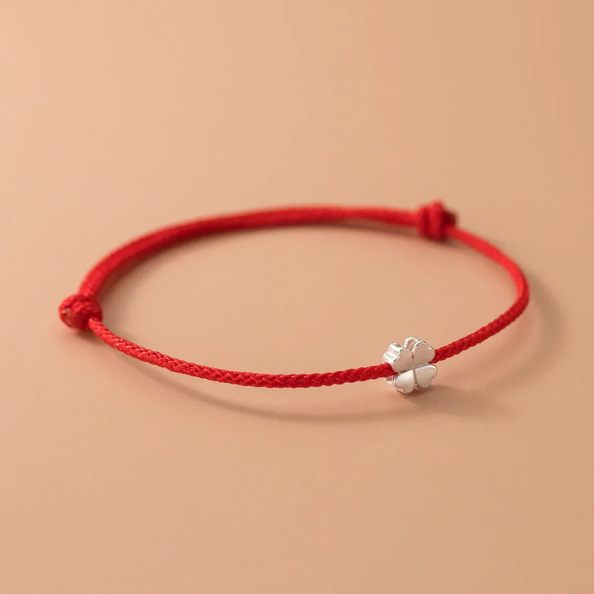 S925 Sterling Silver Flowers Red Rope Clover Adjustable Bracelet For Women Fine Jewelry Minimalist Accessories Vera Lux