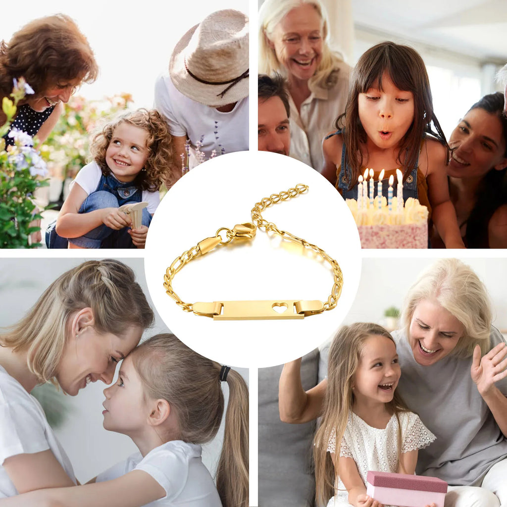 Vnox Personalize Custom Baby Girls Name Bracelet Gold Color Solid Stainless Steel Adjustable Boys Bracelet Gift to New Mom Vera Lux