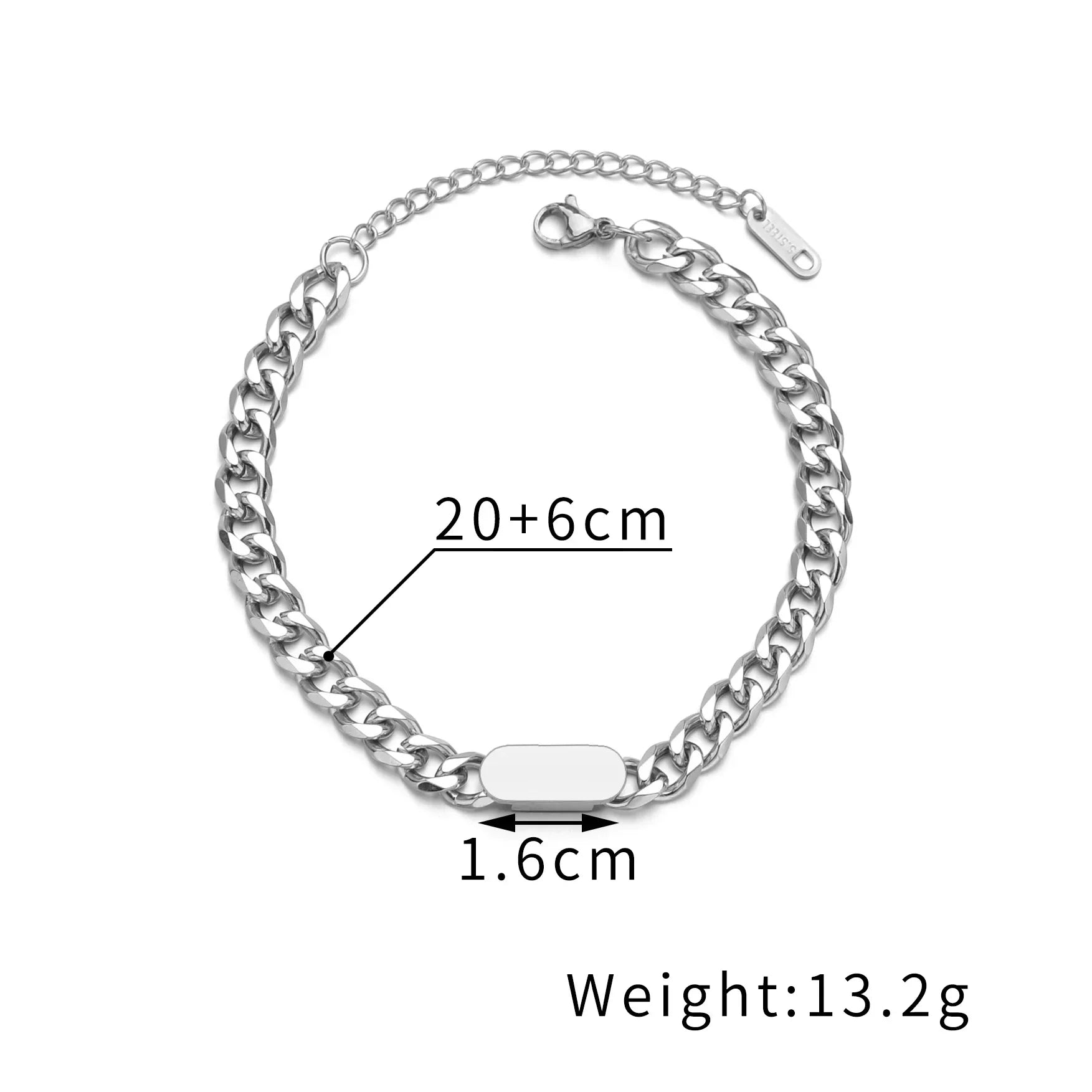 Akizoom Punk Engrave Name Custom Bracelets Gold Color Stainless Steel Thick Hand Chain Customized Couple Men Women Jewelry Gift Vera Lux